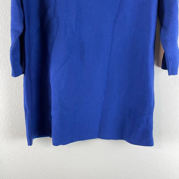 Cos Wool Blend Tunic Sweater Womens Medium Blue Boatneck 3/4 Sleeves Modern - Picture 9 of 11
